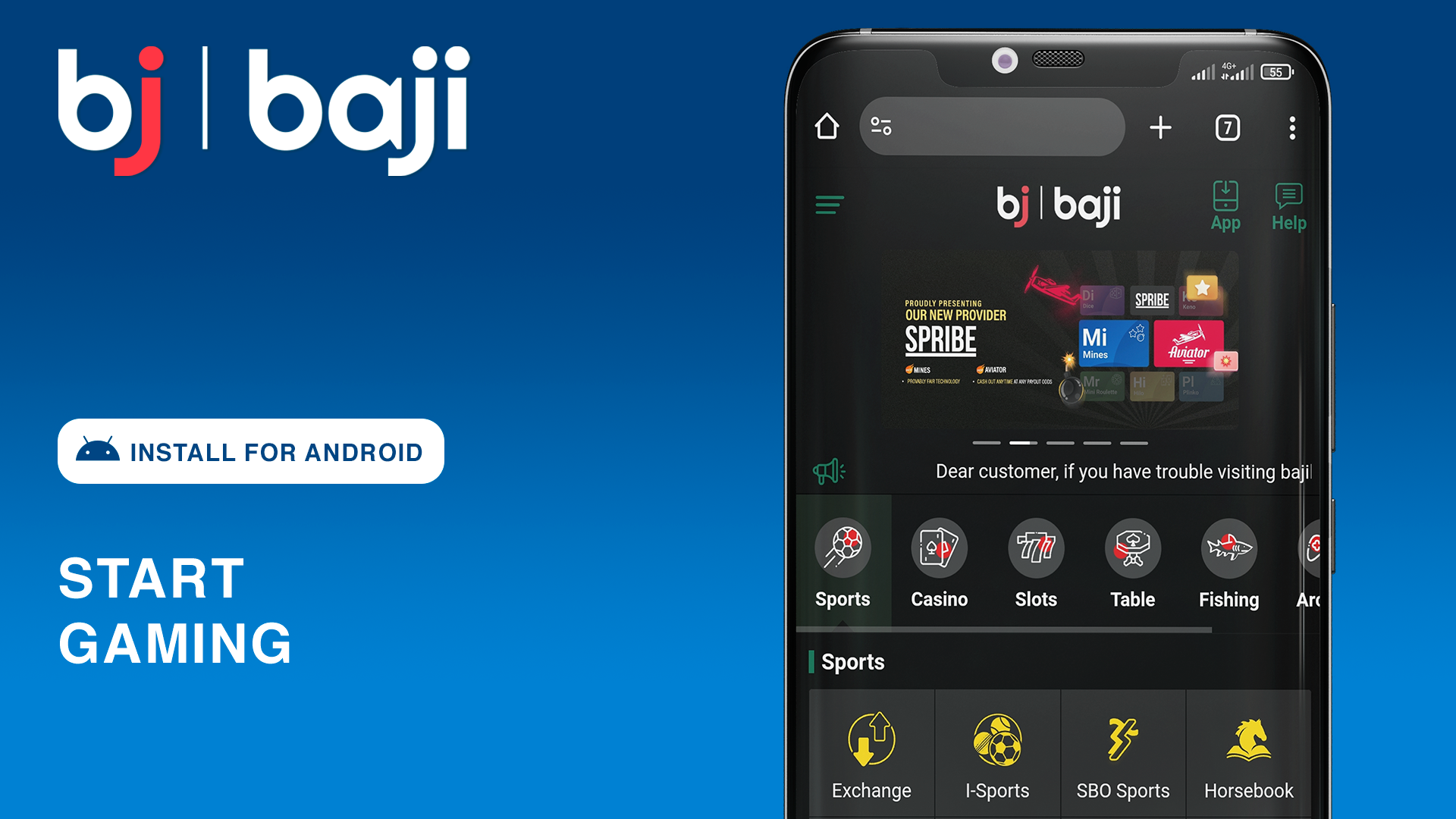 Enjoy your gaming experience with Baji on your Android phone