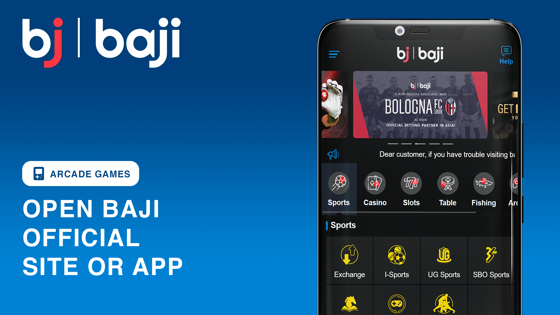 Head over to the official Baji site to start your gaming journey