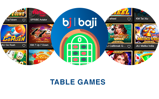 Baji's Table Games category covers all the essentials: Roulette, Blackjack, Poker, and more.