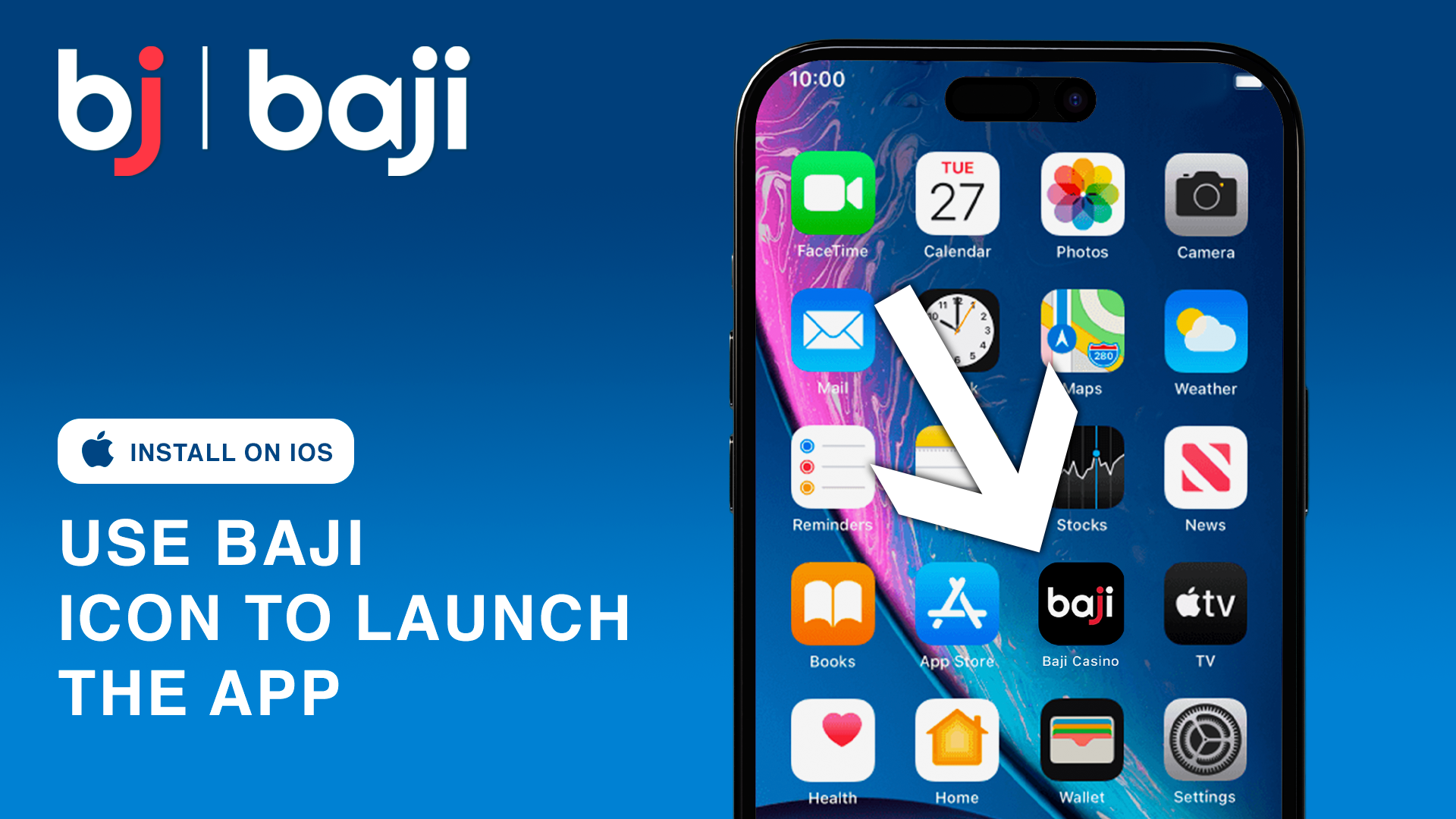 Simply tap the Baji icon on your home screen to open the app on your iOS device.