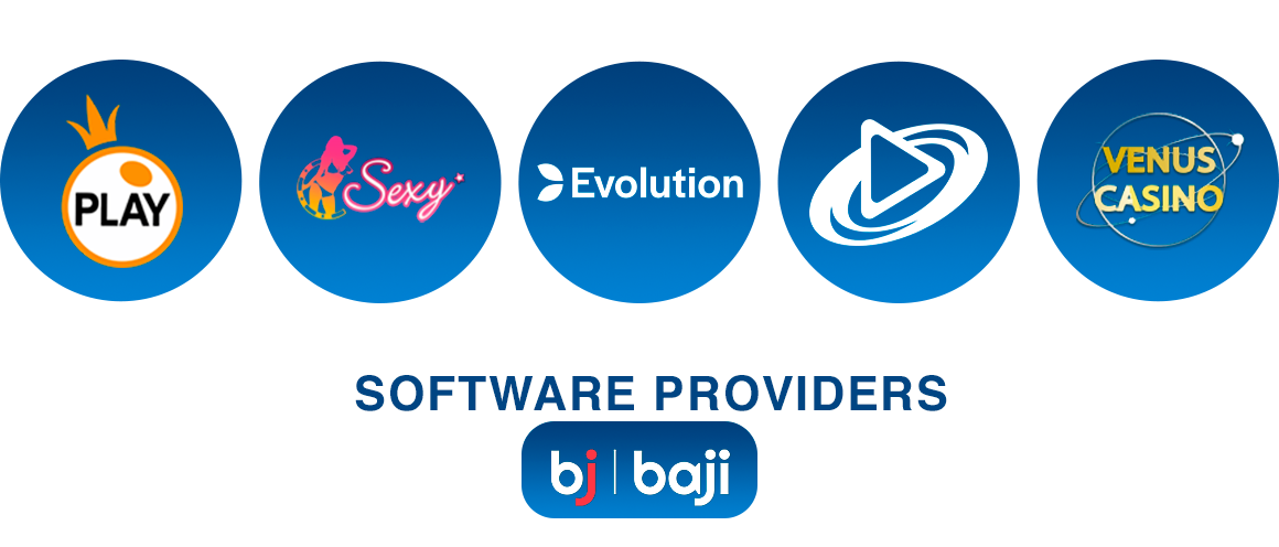 The Baji live library is powered by five of the most trusted names in the gaming industry