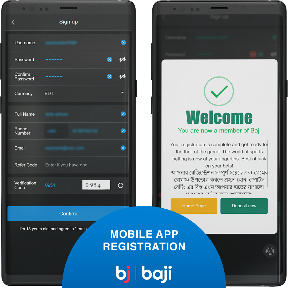 Signing up via the Baji app is just as quick and easy as doing it through a web browser.