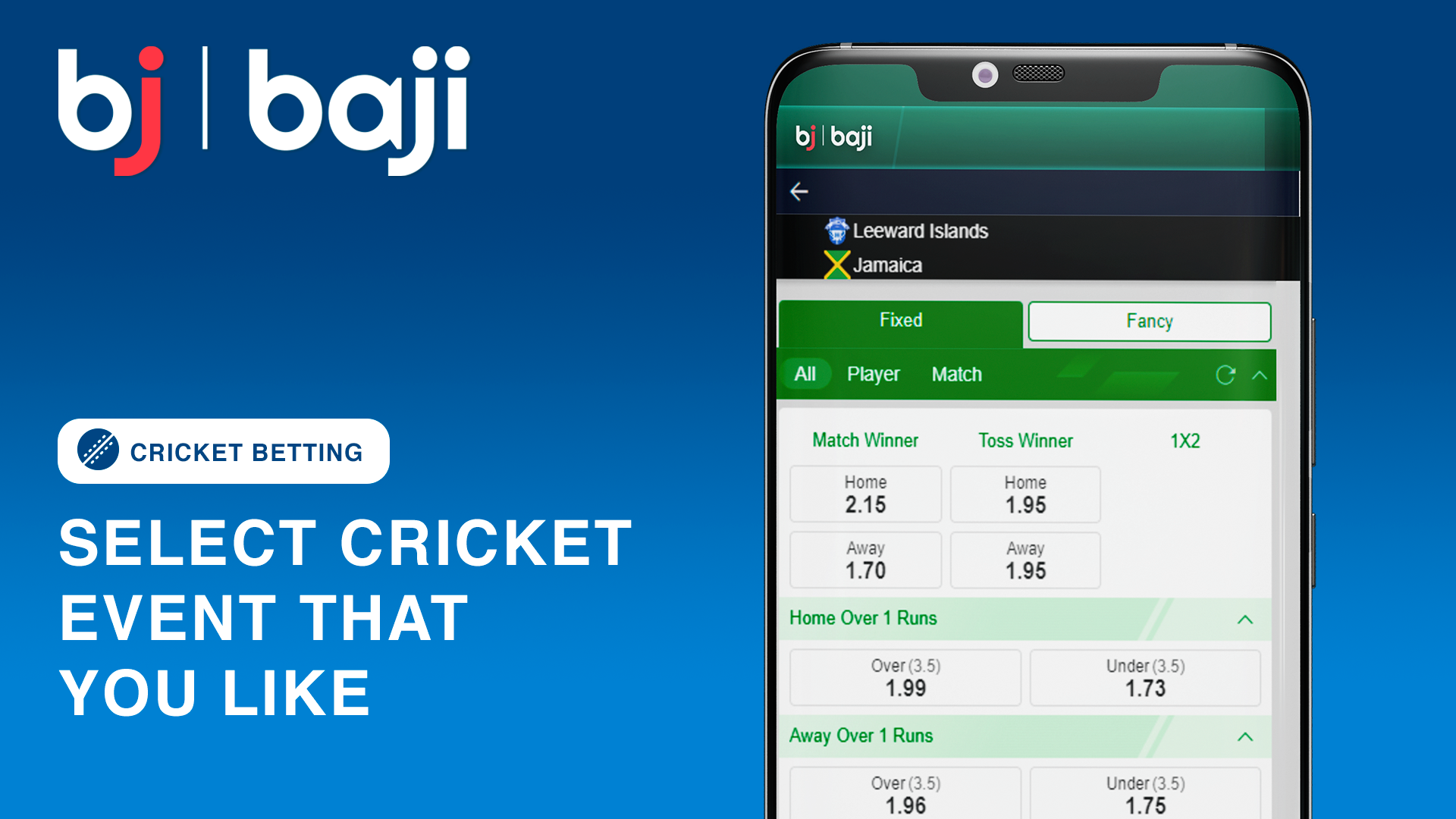 Select your preferred cricket match from the Baji Bangladesh event list