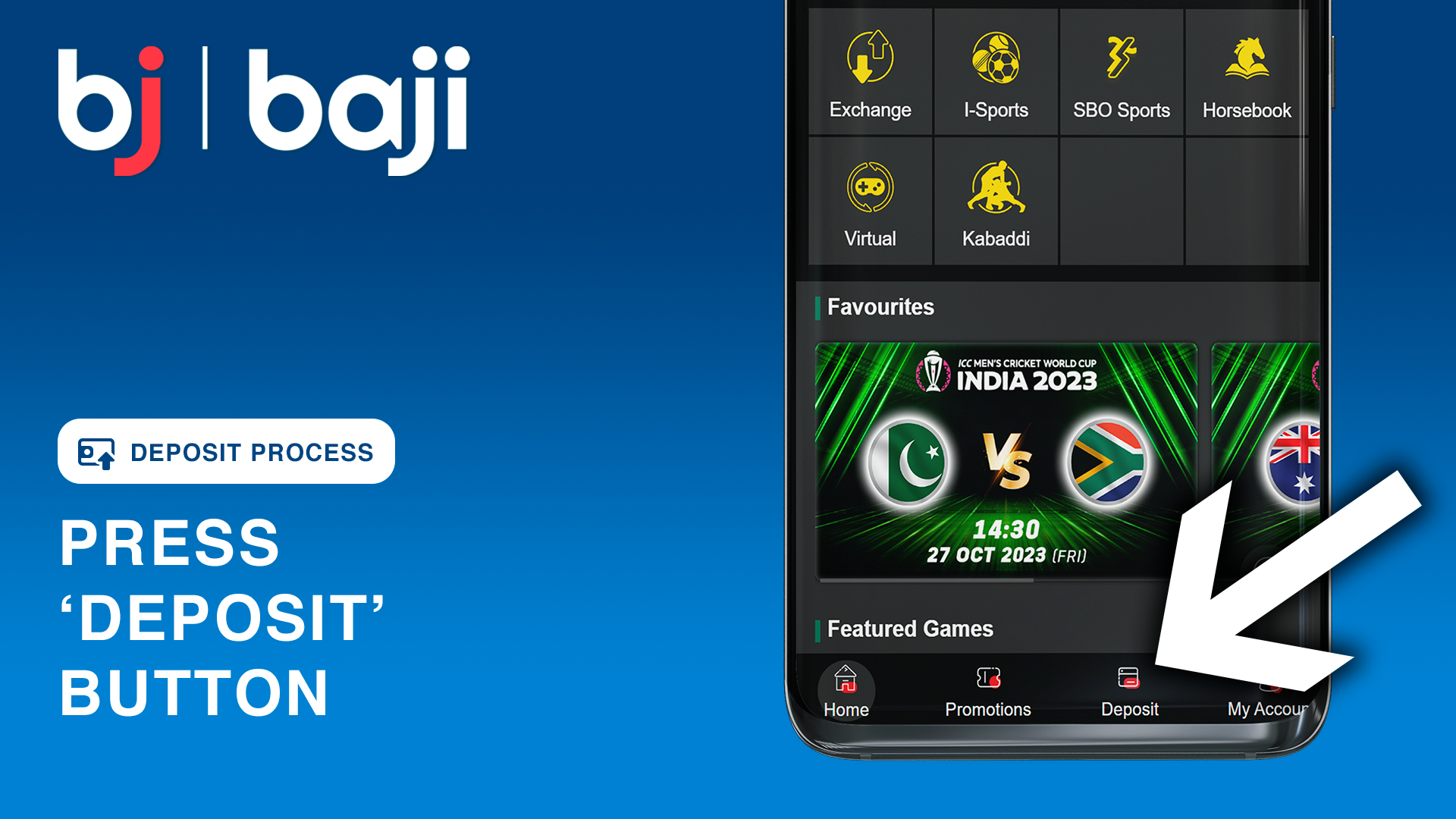 Click the Deposit button found in the bottom corner for Baji Bangladesh