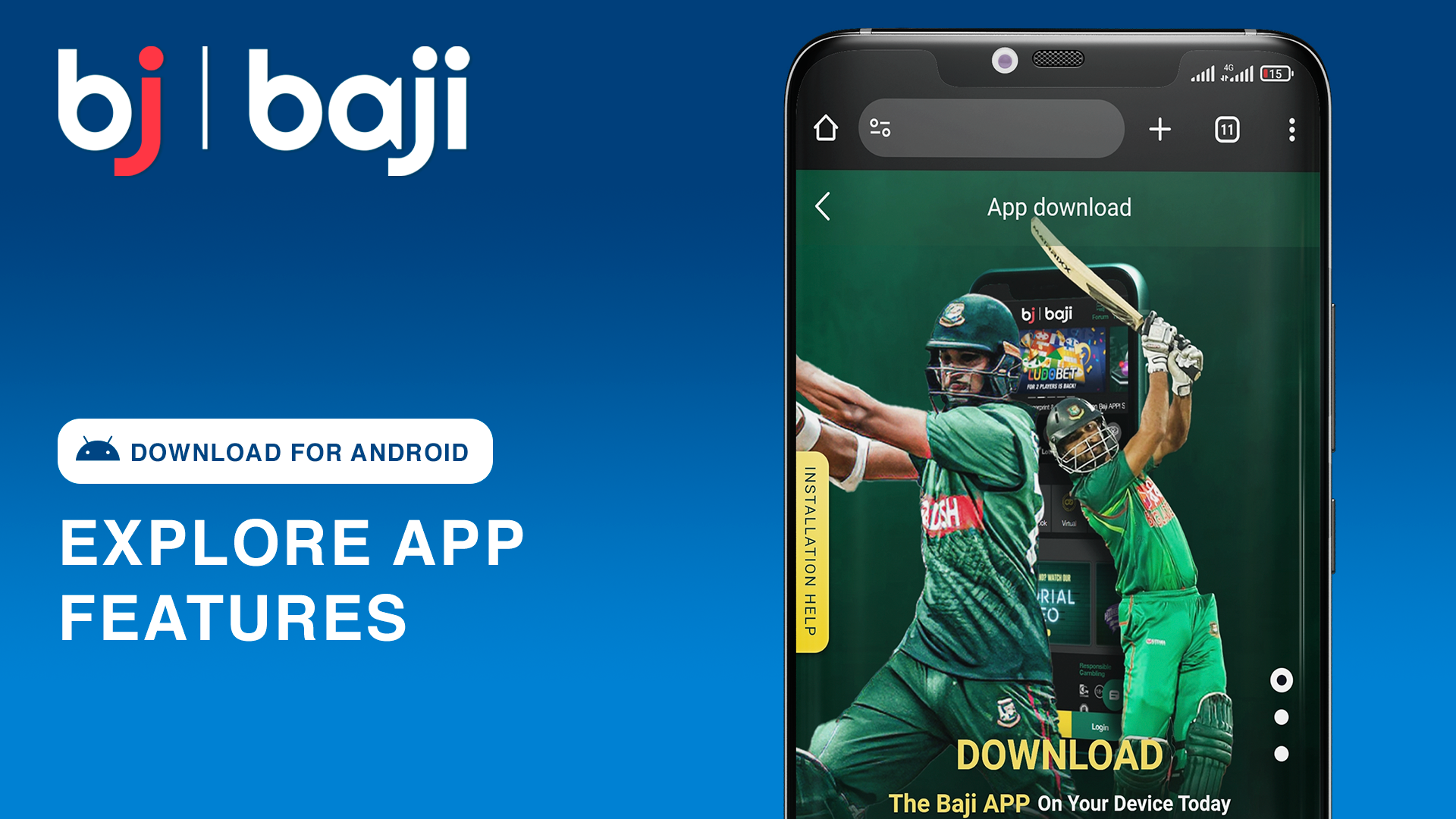 Review the available features of the Baji Android app on this page