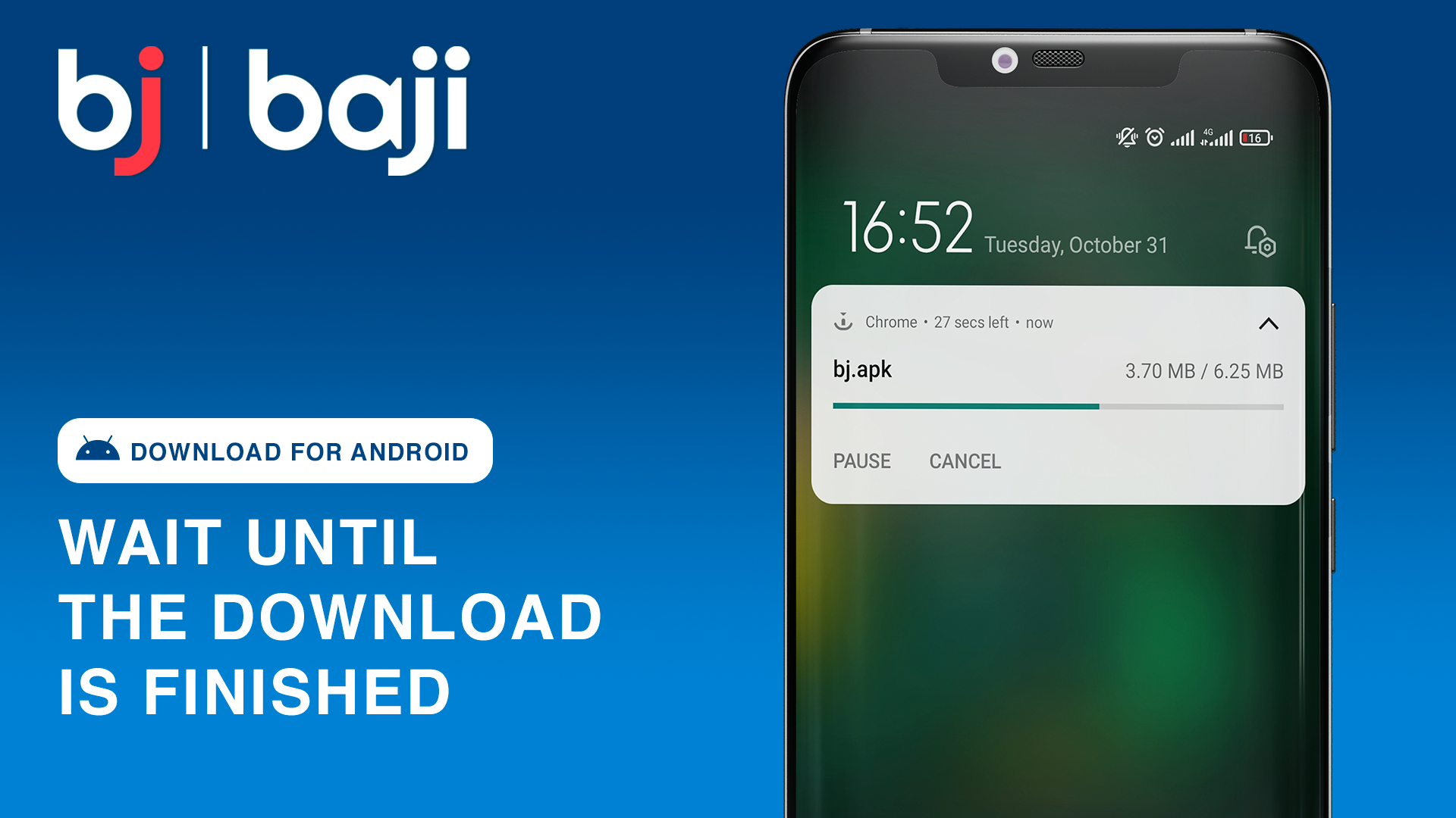 Wait a moment for the Baji Android App download to complete