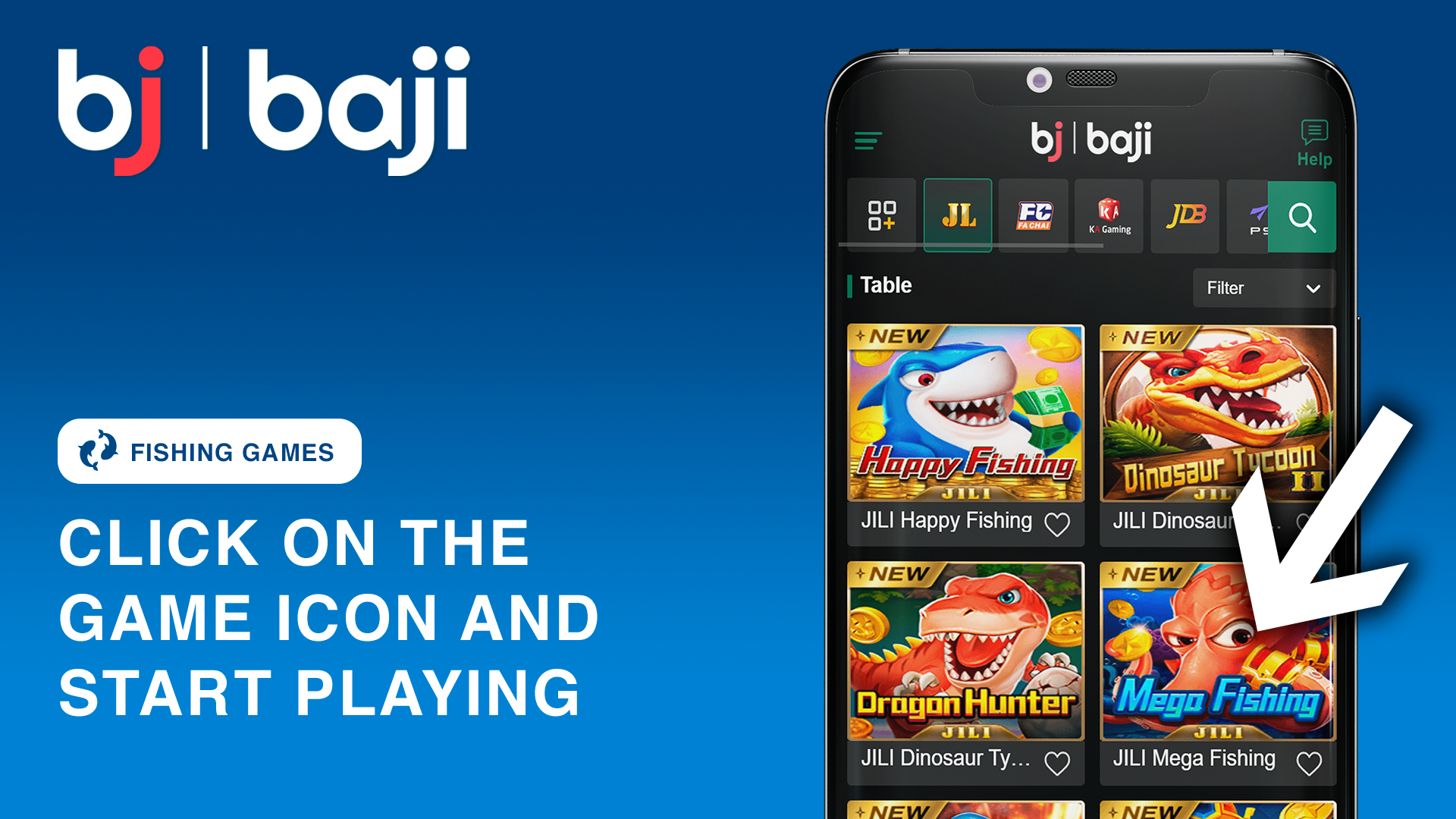 Select the game icon to launch the action at Baji Bangladesh.