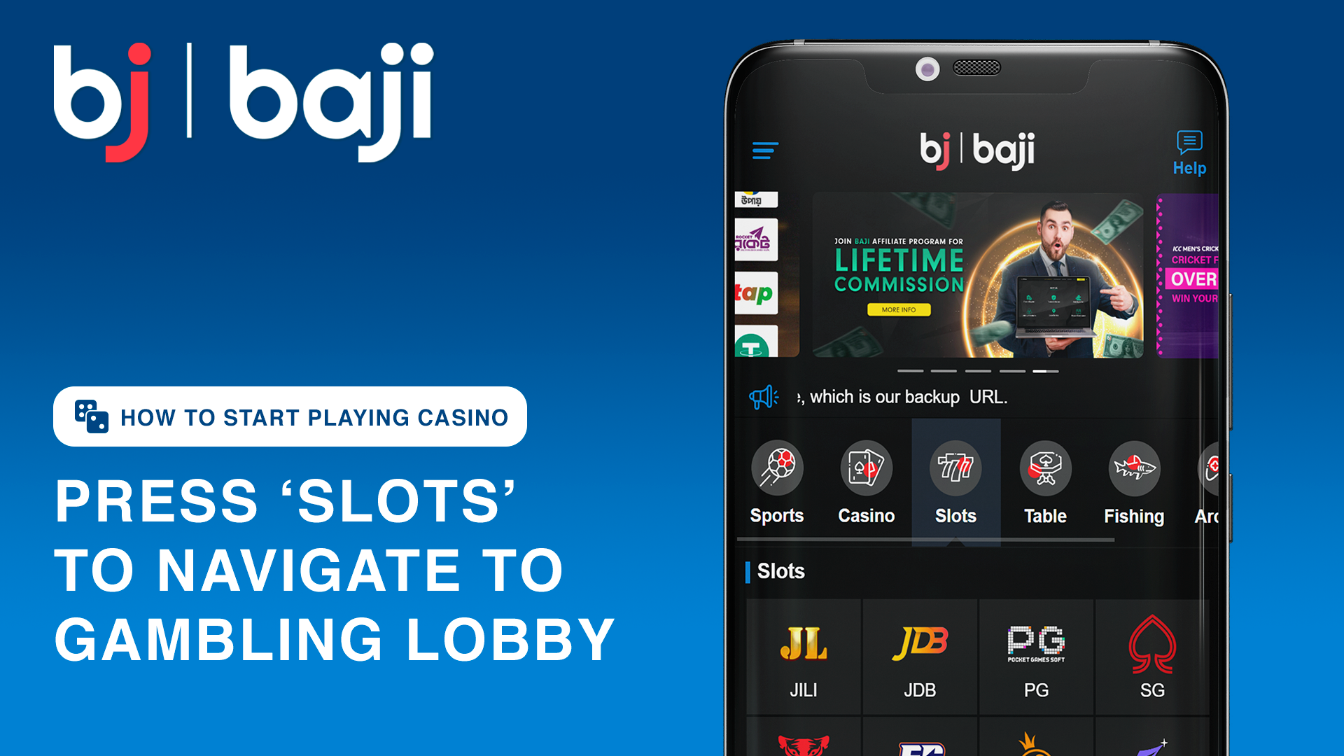 Hit the 'Slots' button to head straight to the main gaming area.