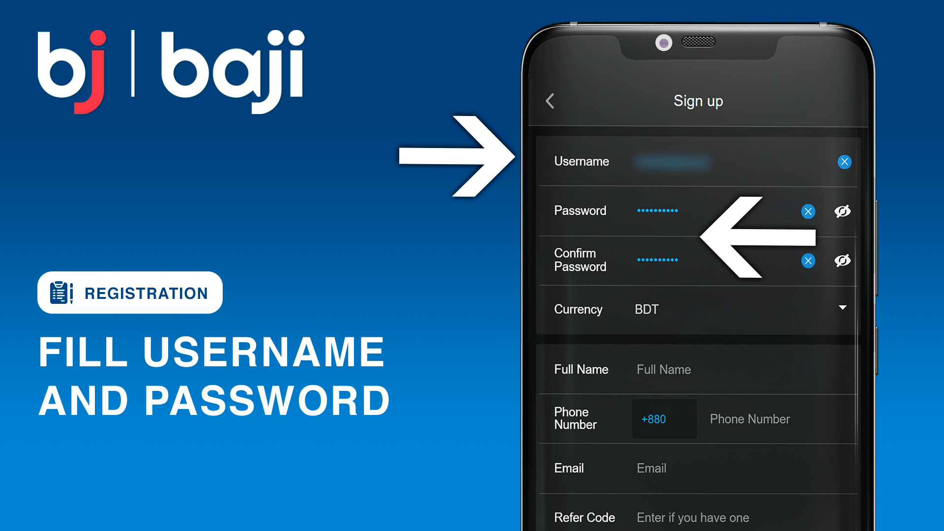 Enter your chosen username and secure password