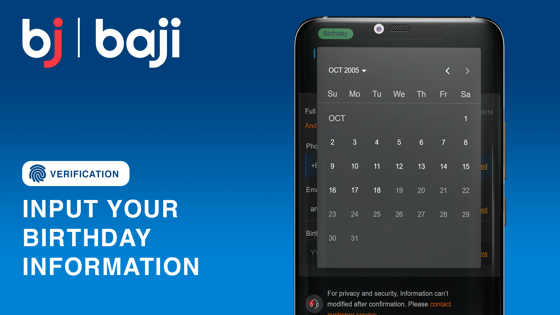 Enter your birth date for Baji Bangladesh verification
