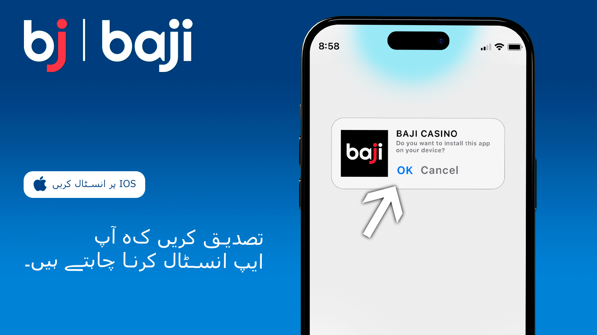 اس بات کی تصدیق کریں کہ آپ Baji iOS ایپ کو اپنے آلے پر انسٹال کرنا چاہتے ہیں۔