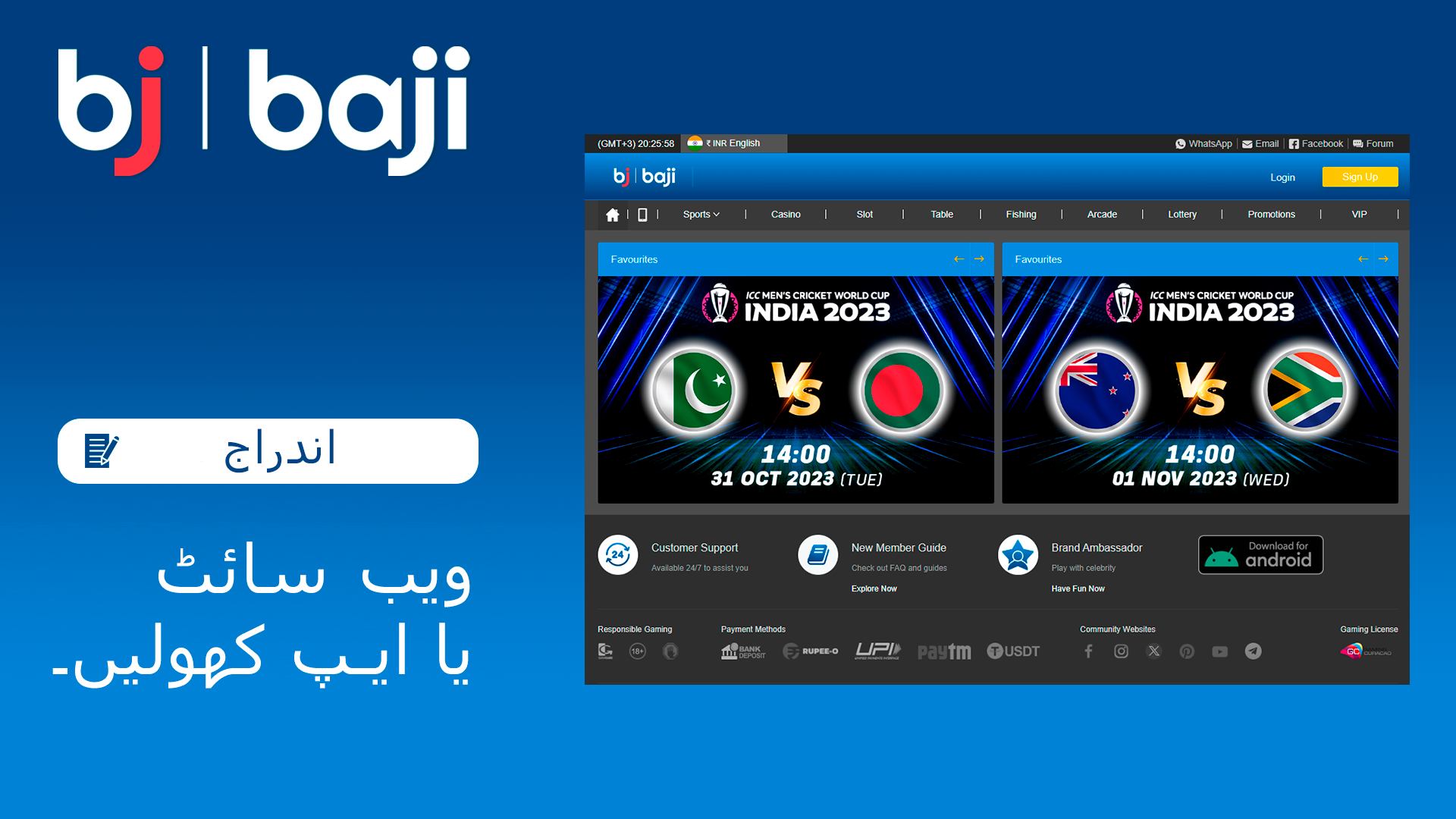 Start by navigating to the official Baji website.