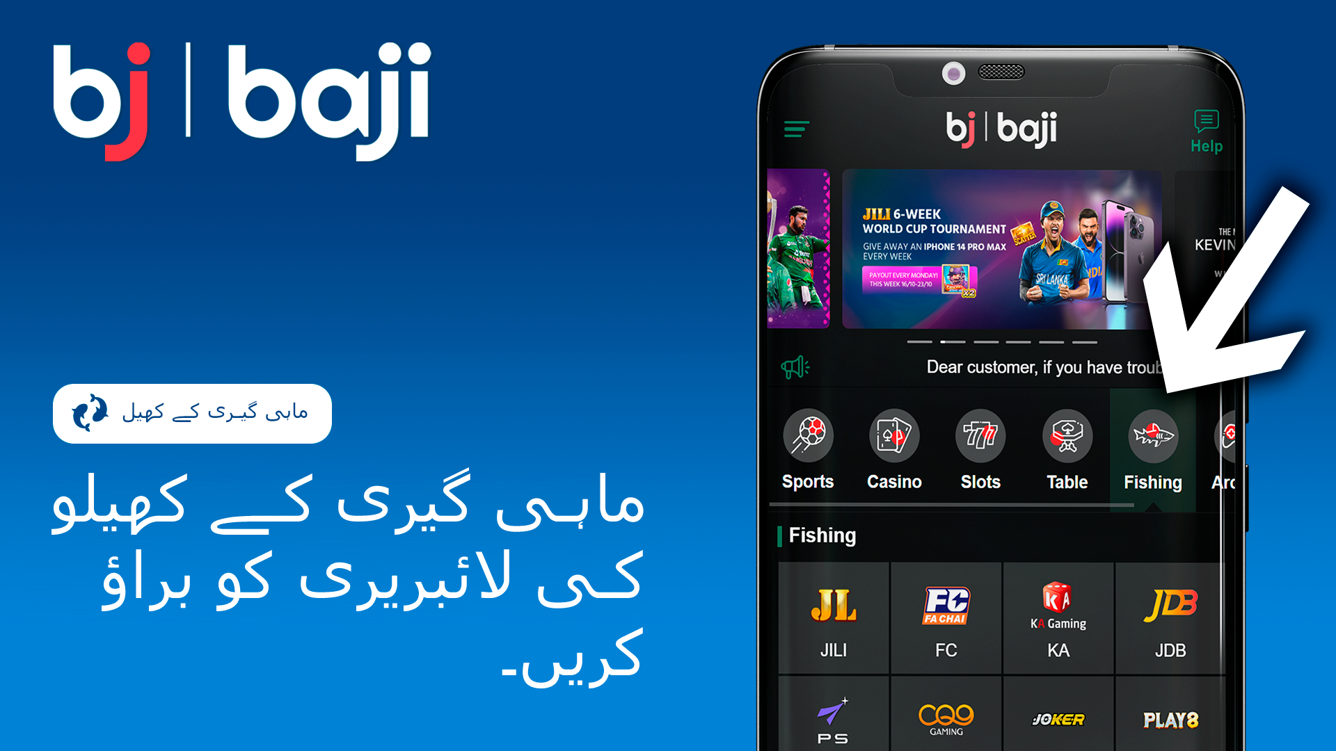 Baji کی فشنگ گیمز لائبریری میں موجود مختلف کھیلوں کو دیکھیں۔